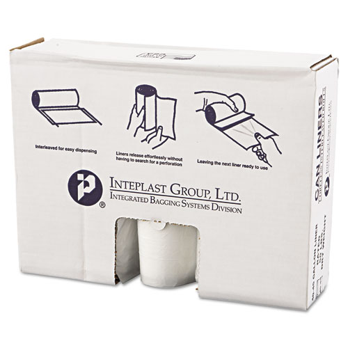 High-Density Commercial Can Liners Value Pack, 45 gal, 12 mic, 40" x 46", Clear, 25 Bags/Roll, 10 Interleaved Rolls/Carton. Picture 1
