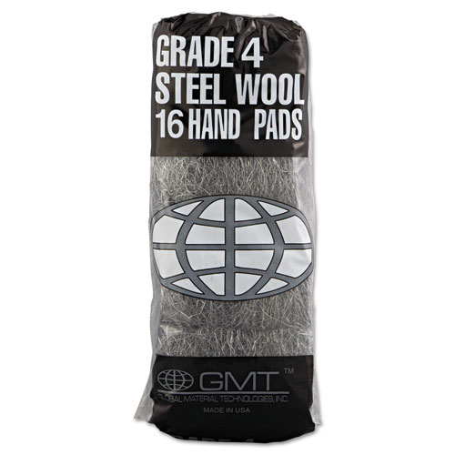 Industrial-Quality Steel Wool Hand Pads, #4 Extra Coarse, Steel Gray, 16 Pads/Sleeve, 12 Sleeves/Carton. Picture 2