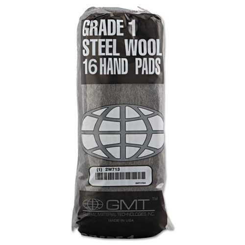 Industrial-Quality Steel Wool Hand Pads, #1 Medium, Steel Gray, 16 Pads/Sleeve, 12 Sleeves/Carton. Picture 2