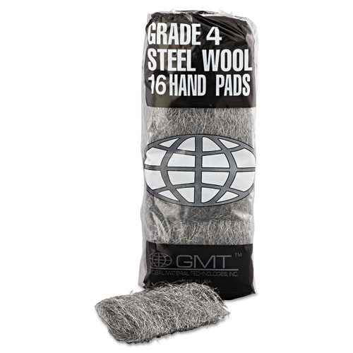 Industrial-Quality Steel Wool Hand Pads, #4 Extra Coarse, Steel Gray, 16 Pads/Sleeve, 12 Sleeves/Carton. Picture 3