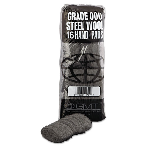 Industrial-Quality Steel Wool Hand Pads, #000 Extra Fine, Steel Gray, 16 Pads/Sleeve, 12 Sleeves/Carton. Picture 2