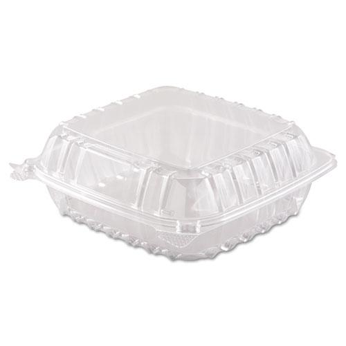 ClearSeal Hinged-Lid Plastic Containers, 8.3 x 8.3 x 3, Clear, Plastic, 250/Carton. Picture 1