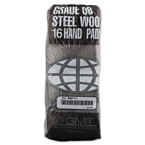 Industrial-Quality Steel Wool Hand Pads, #00 Very Fine, Steel Gray, 16 Pads/Sleeve, 12/Sleeves/Carton. Picture 2