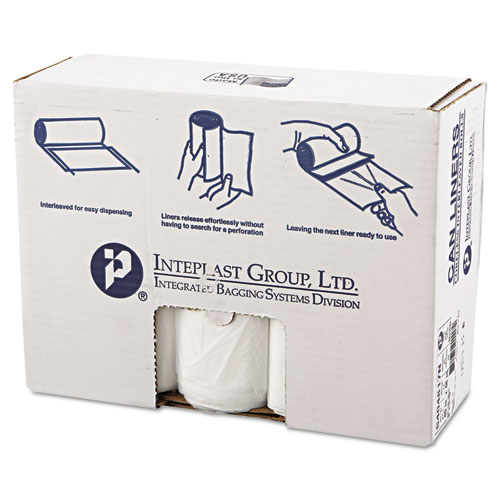 High-Density Commercial Can Liners, 45 gal, 17 mic, 40" x 48", Clear, 25 Bags/Roll, 10 Interleaved Rolls/Carton. Picture 1