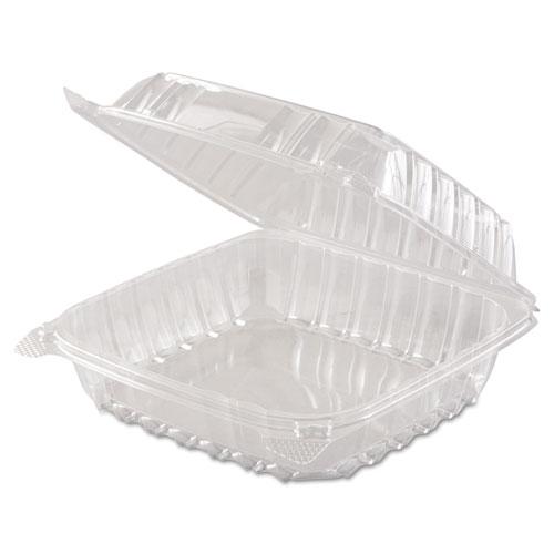 ClearSeal Hinged-Lid Plastic Containers, 8.3 x 8.3 x 3, Clear, Plastic, 250/Carton. Picture 2