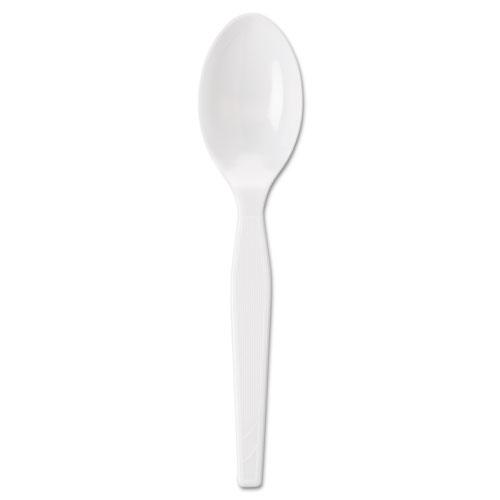 Individually Wrapped Mediumweight Polystyrene Cutlery, Teaspoons, White, 1,000/Carton. Picture 1