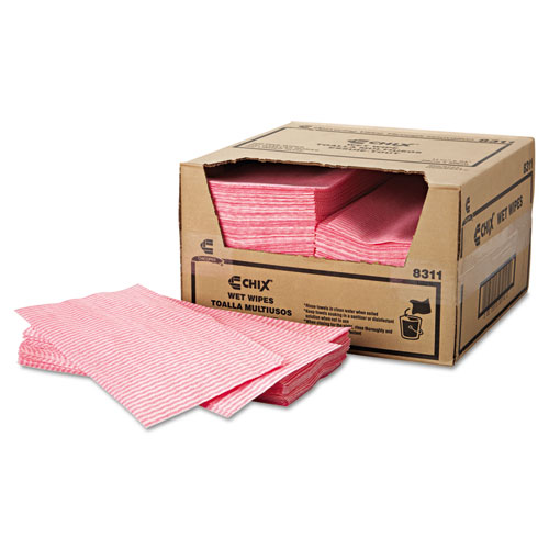 Wet Wipes, 11.5 x 24, White/Pink, 200/Carton. Picture 1