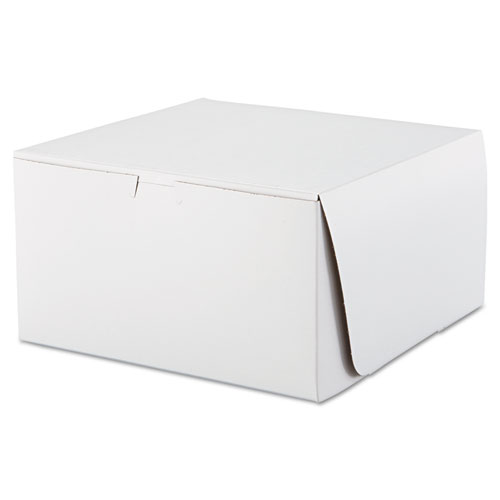 White One-Piece Non-Window Bakery Boxes, 10 x 10 x 5.5, White, Paper, 100/Carton. The main picture.