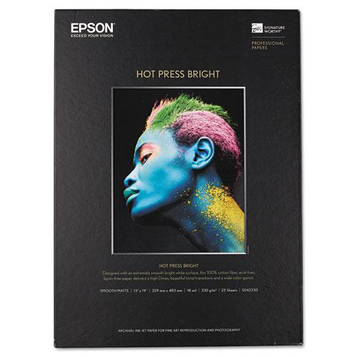Hot Press Bright Fine Art Paper, 17 mil, 13 x 19, Smooth Matte White, 25/Pack. Picture 1