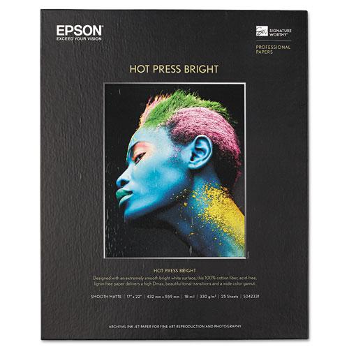 Hot Press Bright Fine Art Paper, 17 mil, 17 x 22, Smooth Matte White, 25/Pack. Picture 1