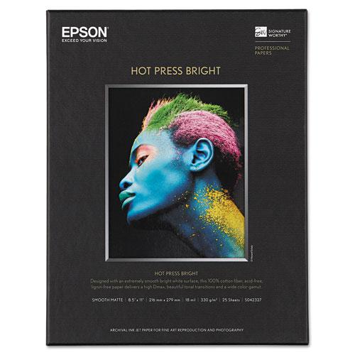 Hot Press Bright Fine Art Paper, 17 mil, 8.5 x 11, Smooth Matte White, 25/Pack. Picture 1