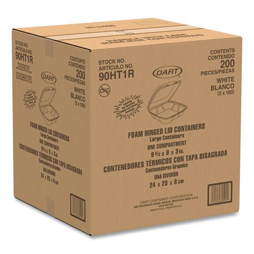 Foam Hinged Lid Containers, 9 x 9 x 3, White, 200/Carton. Picture 4