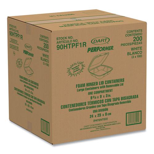 Foam Hinged Lid Container, Performer Perforated Lid, 9 x 9.4 x 3, White, 100/Bag, 2 Bag/Carton. Picture 3