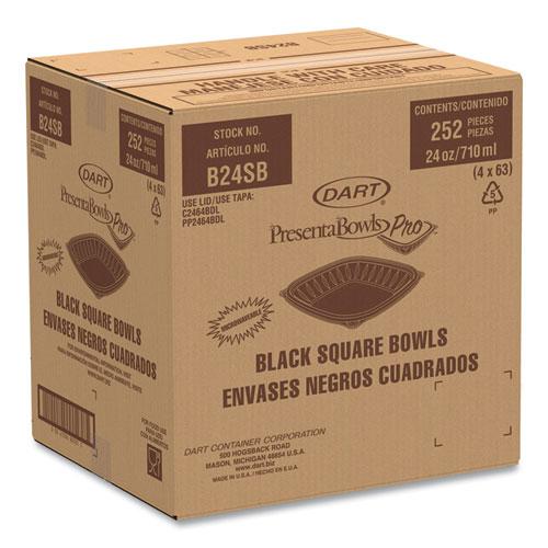 PresentaBowls Pro Black Square Bowls, 24 oz, 8.5 x 8.5 x 1.8, Plastic, 63/Bag, 4 Bags/Carton. Picture 4