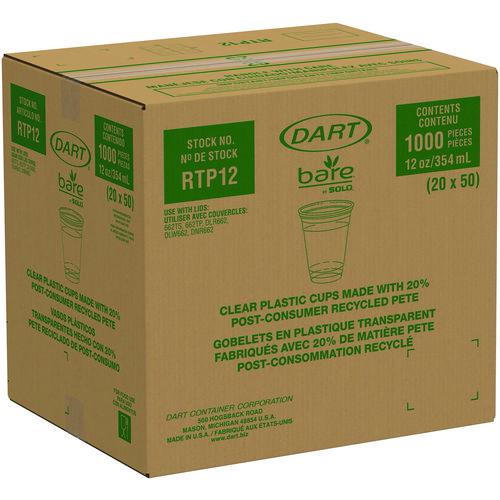 Bare Eco-Forward RPET Cold Cups, 12 oz to 14 oz, Leaf Design, Clear, Squat, 50/Pack. Picture 4