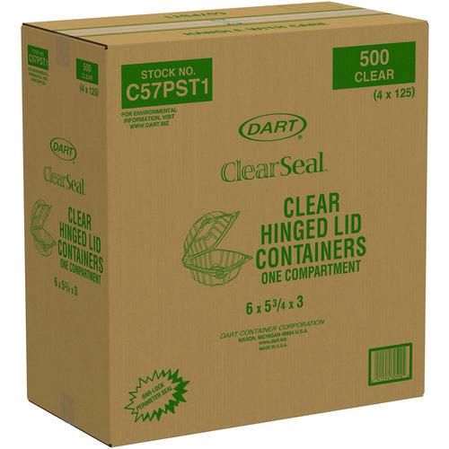 ClearSeal Hinged-Lid Plastic Containers, 5.8 x 6 x 3, Clear, Plastic, 125/Pack, 4 Packs/Carton. Picture 4