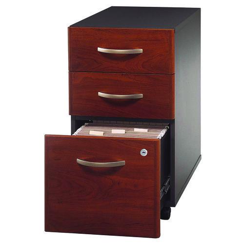 Series C Mobile Pedestal File, Left/Right, 3-Drawers: Box/Box/File, Legal/Letter/A4/A5, Cherry/Gray, 15.75" x 20.25" x 27.88". Picture 3