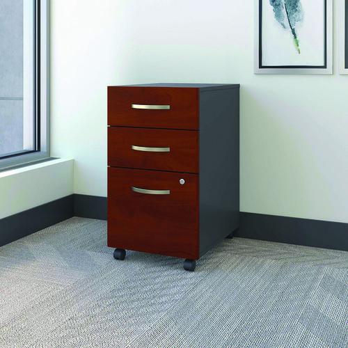 Series C Mobile Pedestal File, Left/Right, 3-Drawers: Box/Box/File, Legal/Letter/A4/A5, Cherry/Gray, 15.75" x 20.25" x 27.88". Picture 4