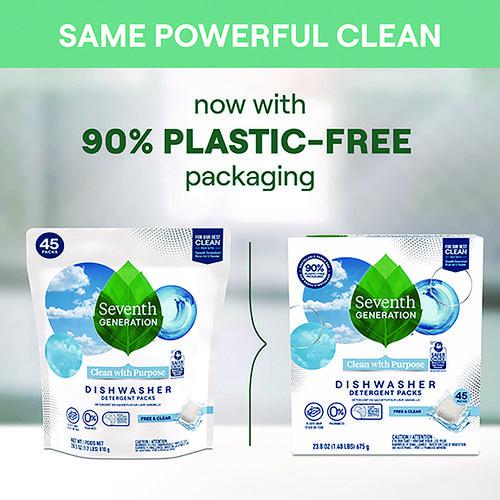 Natural Automatic Dishwasher Detergent Packs, Free and Clear, 45 Powder Packets/Box, 5 Boxes/Carton. Picture 4
