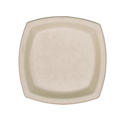 Compostable Fiber Dinnerware, ProPlanet Seal, Plate, 6.7 x 6.7, Tan, 1,000/Carton. Picture 1