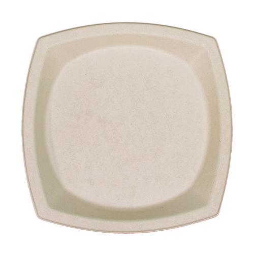 Compostable Fiber Dinnerware, ProPlanet Seal, Plate, 10 x 10, Tan, 125/Pack. Picture 1