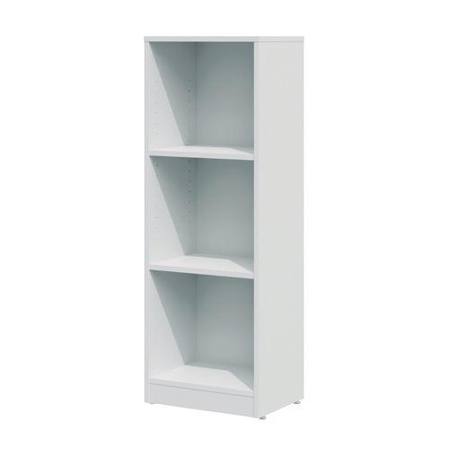 Three-Shelf Narrow-Footprint Bookcase, 15.75" x 11.42" x 44.33", White. Picture 2