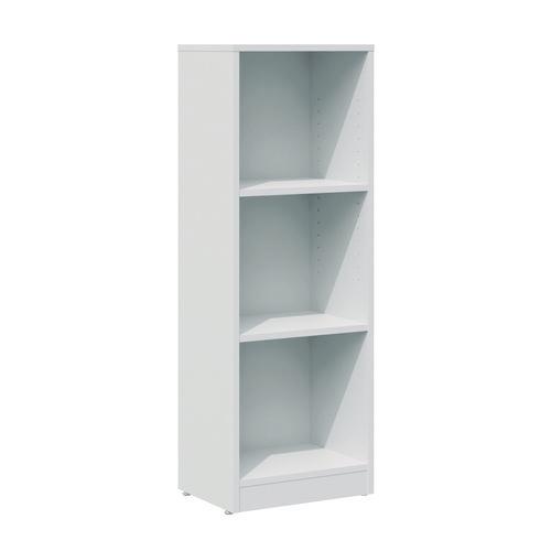 Three-Shelf Narrow-Footprint Bookcase, 15.75" x 11.42" x 44.33", White. Picture 1