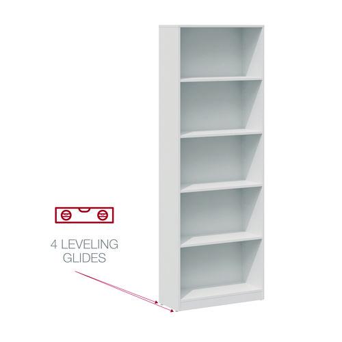 Five-Shelf Bookcase, 27.56" x 11.42" x 77.56", White. Picture 7