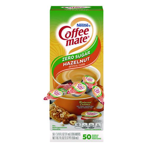 Liquid Coffee Creamer, Zero Sugar Hazelnut, 0.38 oz Mini Cups, 50/Box. Picture 1