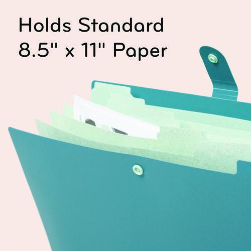 U-Eco Six-Pocket Expandable Folder, 4.5" Expansion, 6 Sections, Snap Button Closure, 1/6-Cut Tabs, Letter Size, 3/Pack. Picture 3