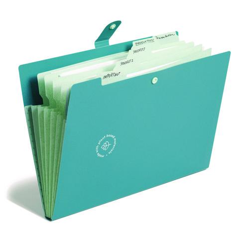 U-Eco Six-Pocket Expandable Folder, 4.5" Expansion, 6 Sections, Snap Button Closure, 1/6-Cut Tabs, Letter Size, 3/Pack. Picture 5