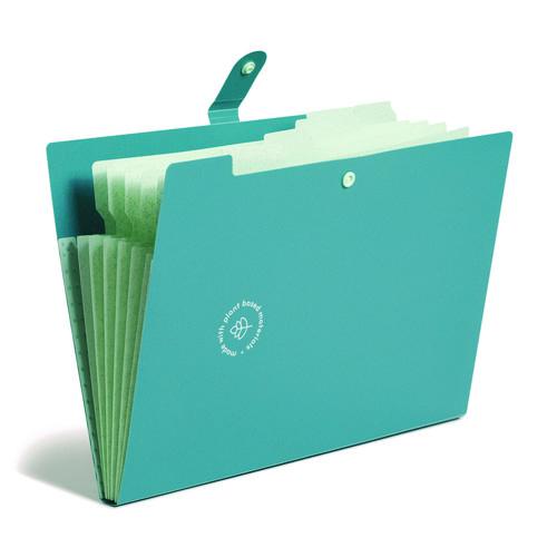 U-Eco Six-Pocket Expandable Folder, 4.5" Expansion, 6 Sections, Snap Button Closure, 1/6-Cut Tabs, Letter Size, 3/Pack. Picture 6