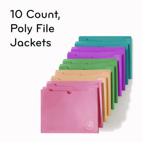 U-Eco Poly File Jackets, Straight Tab, Letter Size, Assorted, 10/Pack. Picture 4