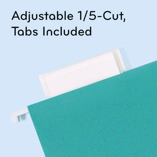 U-Eco Hanging File Folders, Letter Size, 1/5-Cut Tabs, Assorted, 12/Pack. Picture 4