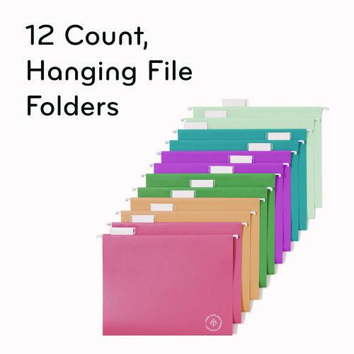 U-Eco Hanging File Folders, Letter Size, 1/5-Cut Tabs, Assorted, 12/Pack. Picture 5