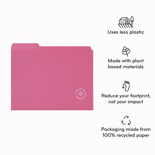 U-Eco Poly File Folders, 1/3 Cut Tabs: Assorted, Letter Size, 0.5" Expansion, Assorted Colors, 24/Pack. Picture 2