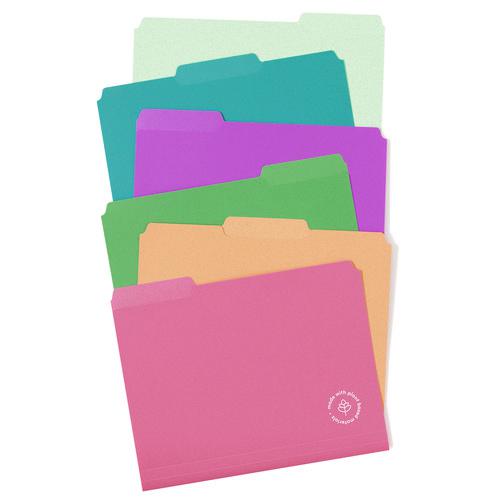 U-Eco Poly File Folders, 1/3 Cut Tabs: Assorted, Letter Size, 0.5" Expansion, Assorted Colors, 24/Pack. Picture 1