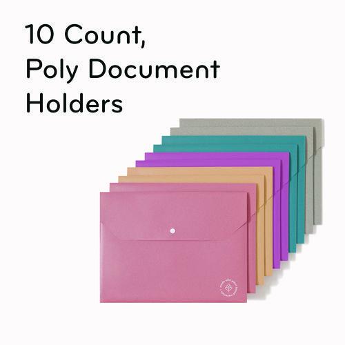U-Eco Document Holder, 0.59" Expansion, 1 Section, Snap Button Closure, Letter Size, Assorted Colors, 10/Pack. Picture 4