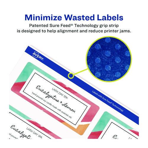 Glossy White Easy Peel Mailing Labels w/ Sure Feed Technology, Laser Printers, 1 x 2.63, White, 30/Sheet, 25 Sheets/Pack. Picture 4