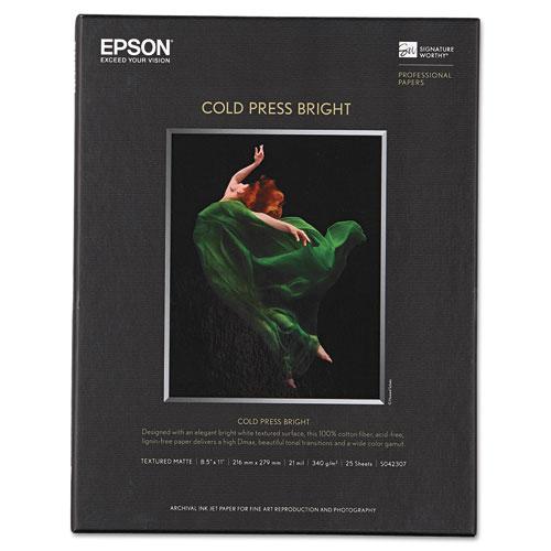 Cold Press Bright Fine Art Paper, 21mil, 8.5 x 11, Textured Matte White, 25/Pack. Picture 1