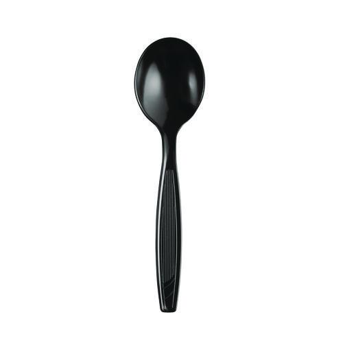 Individually Wrapped Heavyweight Soup Spoons, Polystyrene, Black, 1,000/Carton. Picture 2
