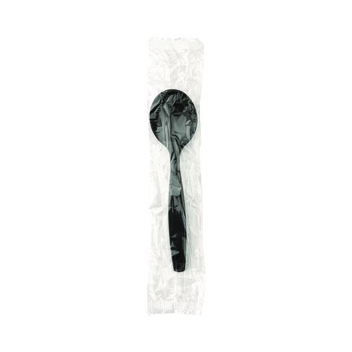 Individually Wrapped Heavyweight Soup Spoons, Polystyrene, Black, 1,000/Carton. Picture 4