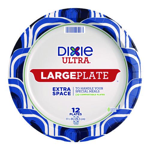 Heavy Duty Disposable Dinnerware, Large Plate, 11.5" dia, Floral, Blue/Yellow/White, 12/Pack. Picture 2