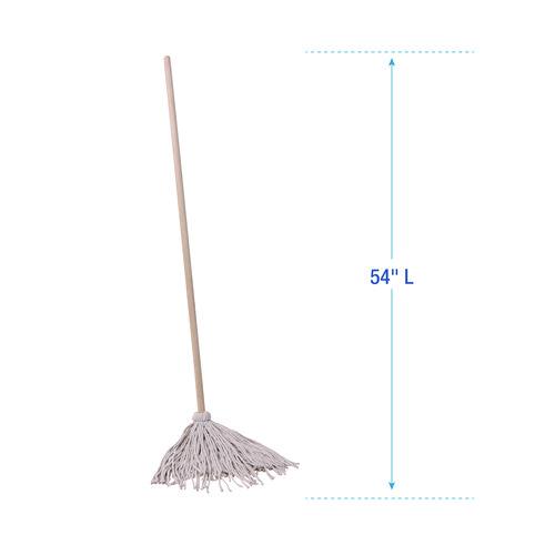 Handle/Deck Mops, #20 White Cotton Head, 54" Natural Wood Handle. Picture 4