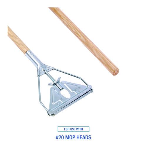 Quick Change Metal Head Mop Handle for No. 20 and Up Heads, 62" Wood Handle. Picture 3
