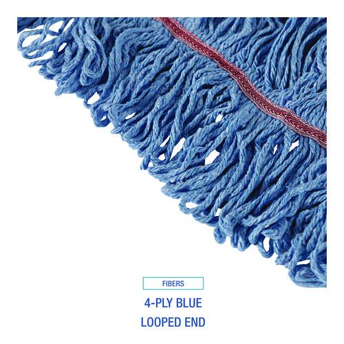 Cotton Mop Heads, Cotton/Synthetic, Large, Looped End, Wideband, Blue, 12/CT. Picture 4
