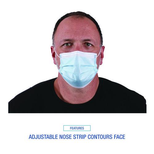 Three-Ply General Use Face Mask, Blue, 50/Box, 40 Boxes/Carton. Picture 4