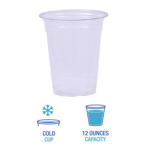 Clear Plastic Cold Cups, 12 oz, PET, 20 Cups/Sleeve, 50 Sleeves/Carton. Picture 2
