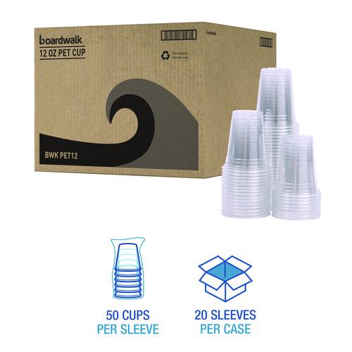 Clear Plastic Cold Cups, 12 oz, PET, 20 Cups/Sleeve, 50 Sleeves/Carton. Picture 3