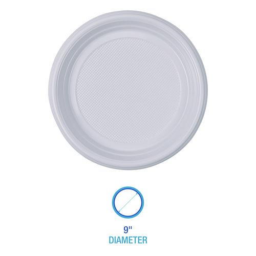Hi-Impact Plastic Dinnerware, Plate, 9" dia, White, 500/Carton. Picture 3